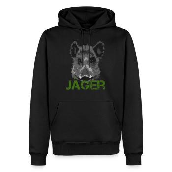Chasseur sanglier chasse idée cadeau - Sweat à capuche Premium bio Homme - noir - Devant - Nico (187cm)