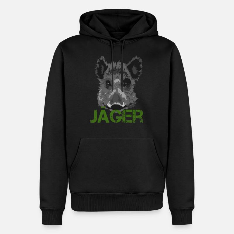 Jäger Wildschwein Jagd Geschenkidee - Männer Premium Bio Hoodie - Schwarz