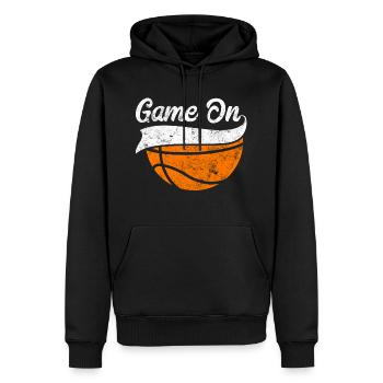 Balle de jeu de basket-ball - Sweat à capuche Premium bio Homme - noir - Devant - Nico (187cm)