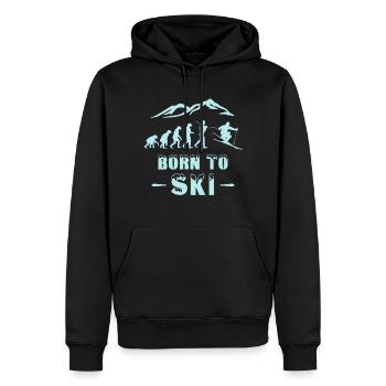 Ski Evolution Born to Ski skier - Men’s Premium Organic Hoodie - black - Front - Nico (187cm)