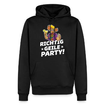 richtig geile party - Männer Premium Bio Hoodie - Schwarz - Vorne - Nico (187cm)