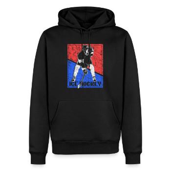Idée Cadeau Équipe Puck Hockey - Sweat à capuche Premium bio Homme - noir - Devant - Nico (187cm)