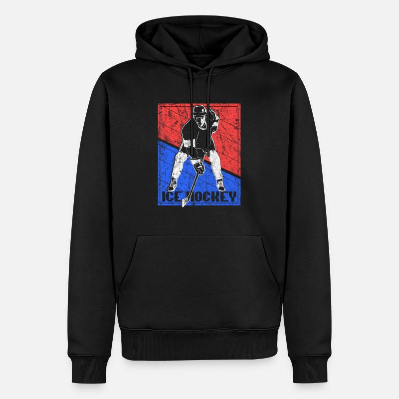 Idée Cadeau Équipe Puck Hockey - Sweat à capuche Premium bio Homme - noir