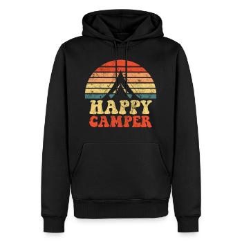 Campeur heureux camping nature - Sweat à capuche Premium bio Homme - noir - Devant - Nico (187cm)