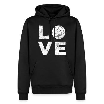 J'adore le volleyball - Sweat à capuche Premium bio Homme - noir - Devant - Nico (187cm)
