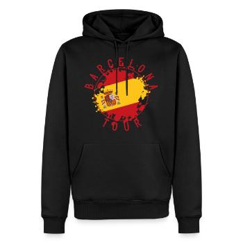 drapeau de voyage de Barcelone - Sweat à capuche Premium bio Homme - noir - Devant - Nico (187cm)