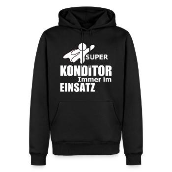 Konditor Beruf Geschenk - Männer Premium Bio Hoodie - Schwarz - Vorne - Nico (187cm)