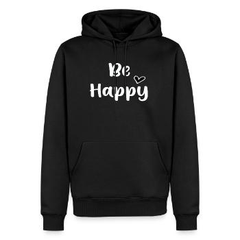 Be Happy Glücklich Geschenkidee Geschenk - Männer Premium Bio Hoodie - Schwarz - Vorne - Nico (187cm)