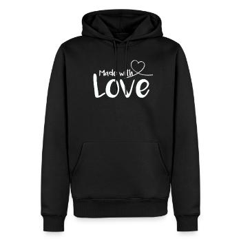 Made with Love Mach es mit Liebe Geschenkidee - Männer Premium Bio Hoodie - Schwarz - Vorne - Nico (187cm)