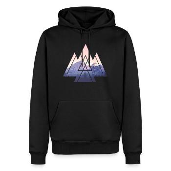 Natur berge gheimnisvoller wald geometri dreieck - Männer Premium Bio Hoodie - Schwarz - Vorne - Nico (187cm)