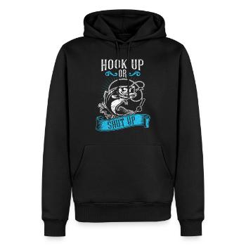 Accrocher pêcheur pêcheur pêcheur sportif pêche poisson - Sweat à capuche Premium bio Homme - noir - Devant - Nico (187cm)