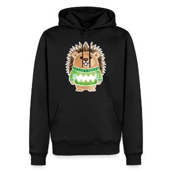 Pull Hérisson Blanc - Sweat à capuche Premium bio Homme - noir - Devant - Nico (187cm)