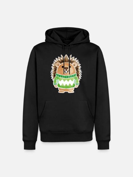 Pull Hérisson Blanc - Sweat à capuche Premium bio Homme - noir
