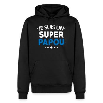 Ich bin ein super Papou T-Shirt lustig Humor - Männer Premium Bio Hoodie - Schwarz - Vorne - Nico (187cm)