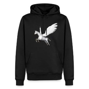 Pegasus, cheval, cheval volant, cheval avec aile - Sweat à capuche Premium bio Homme - noir - Devant - Nico (187cm)