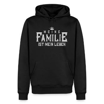 familie mein leben - Männer Premium Bio Hoodie - Schwarz - Vorne - Nico (187cm)