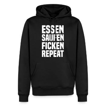 Essen saufen ficken repeat white - Männer Premium Bio Hoodie - Schwarz - Vorne - Nico (187cm)