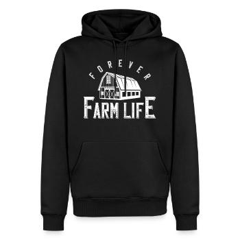 farm bauer bauernhof leben spruch - Männer Premium Bio Hoodie - Schwarz - Vorne - Nico (187cm)