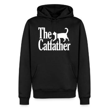 Le cadeau de parrain de chat Catfather L'idée cadeau de parrain - Sweat à capuche Premium bio Homme - noir - Devant - Nico (187cm)