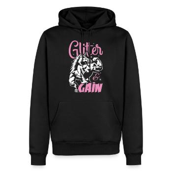 einhorn fitness glitzer muskeln - Männer Premium Bio Hoodie - Schwarz - Vorne - Nico (187cm)