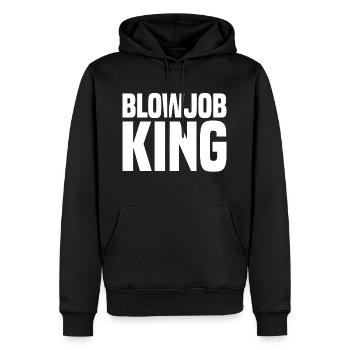 Blowjob King white - Männer Premium Bio Hoodie - Schwarz - Vorne - Nico (187cm)
