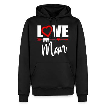 LOVE MY MAN - Valentines Day - Männer Premium Bio Hoodie - Schwarz - Vorne - Nico (187cm)