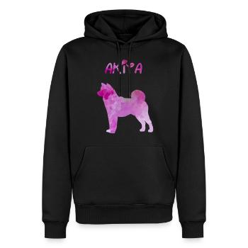 Akita en aquarelle - Sweat à capuche Premium bio Homme - noir - Devant - Nico (187cm)