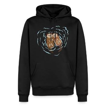 Saint-Valentin coeur loutre amour eau câlin - Sweat à capuche Premium bio Homme - noir - Devant - Nico (187cm)