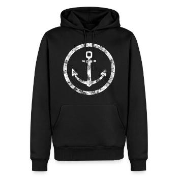 Anker Anchor Maritim Symbol - Männer Premium Bio Hoodie - Schwarz - Vorne - Nico (187cm)