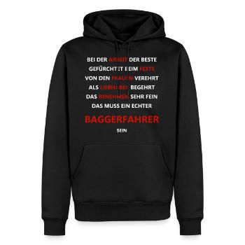 Bagger routier ouvrier du bâtiment amant travail cadeau - Sweat à capuche Premium bio Homme - noir - Devant - Nico (187cm)