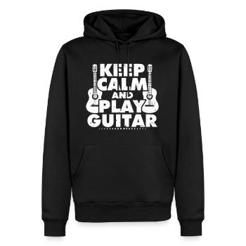 guitare - Sweat à capuche Premium bio Homme - noir - Devant - Nico (187cm)