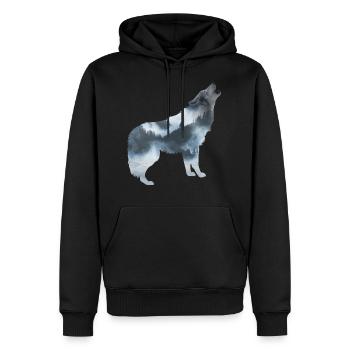 wolf im wald natur gebirge tier - Männer Premium Bio Hoodie - Schwarz - Vorne - Nico (187cm)