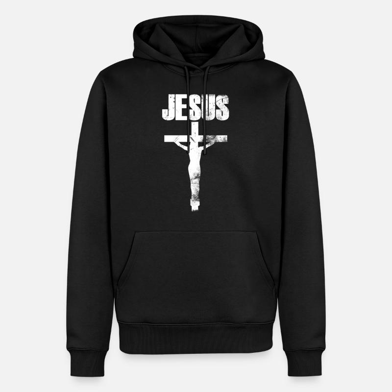Croix de jésus - Sweat à capuche Premium bio Homme - noir