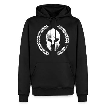 Sparta mit lorbeerkranz - Männer Premium Bio Hoodie - Schwarz - Vorne - Nico (187cm)