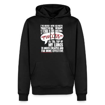 Schreiender Fick ist meine Therapie - Männer Premium Bio Hoodie - Schwarz - Vorne - Nico (187cm)