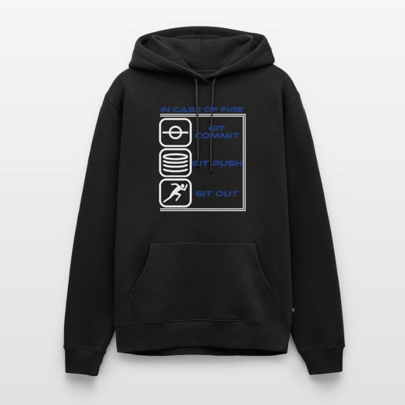 "En cas de feu Git Commit Git Push Git Out" Sweat à capuche Premium bio Homme