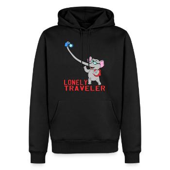 Solo? Seul? Voyageur? Un joli motif de voyage qui - Sweat à capuche Premium bio Homme - noir - Devant - Nico (187cm)