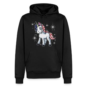 Americorn | Patriot Unicorn Independence Day USA - Sweat à capuche Premium bio Homme - noir - Devant - Nico (187cm)