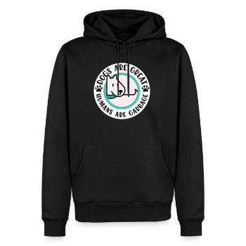 Dogs Are Great Humans Are Garbage - Men’s Premium Organic Hoodie - black - Front - Nico (187cm)