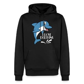 Liebe Delphine, ich liebe Delphine TShirt Delphin - Männer Premium Bio Hoodie - Schwarz - Vorne - Nico (187cm)