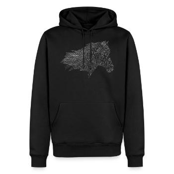 Horse hatching design white - Men’s Premium Organic Hoodie - black - Front - Nico (187cm)