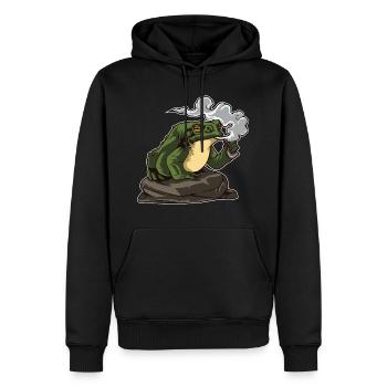 Vaping Toad | Kröte Vape Vaper Frosch Chill Relax - Männer Premium Bio Hoodie - Schwarz - Vorne - Nico (187cm)