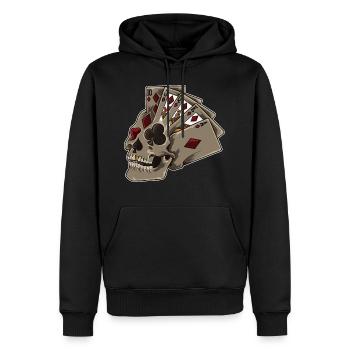 Crâne de poker | Dealer Zocker Lucky Jackpot - Sweat à capuche Premium bio Homme - noir - Devant - Nico (187cm)