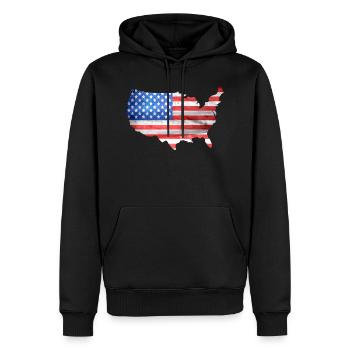 Cadeau drapeau USA - Sweat à capuche Premium bio Homme - noir - Devant - Nico (187cm)