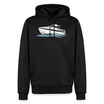 Motorboat graphic for boater captains skipper - Men’s Premium Organic Hoodie - black - Front - Nico (187cm)