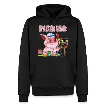 Pigasso comme Picasso - Sweat à capuche Premium bio Homme - noir - Devant - Nico (187cm)