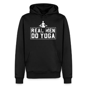 Real men do yoga - Männer Premium Bio Hoodie - Schwarz - Vorne - Nico (187cm)