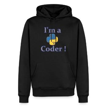 Ich bin Python-Code - Männer Premium Bio Hoodie - Schwarz - Vorne - Nico (187cm)
