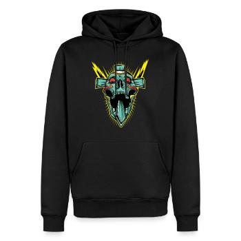 Hey! Obtenez ce tshirt croisé détaillé pour le - Sweat à capuche Premium bio Homme - noir - Devant - Nico (187cm)