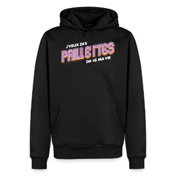 J veux des paillettes - Sweat à capuche Premium bio Homme - noir - Devant - Nico (187cm)